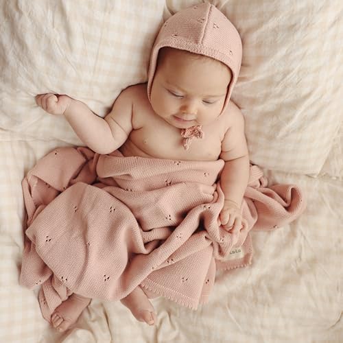 Bleu La La Organic Pointelle Swaddle Blanket for Girls 1