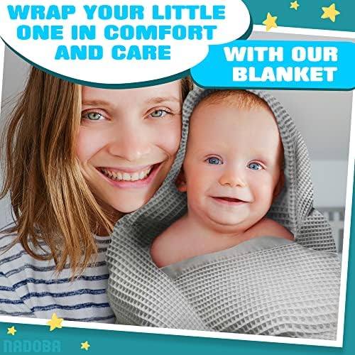NADOBA Thermal Waffle Baby Blanket 36 x 50 with Satin Trim