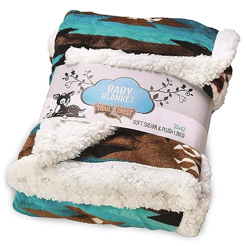 TrailCrest Teal Aztec Sherpa Fleece Baby Blanket