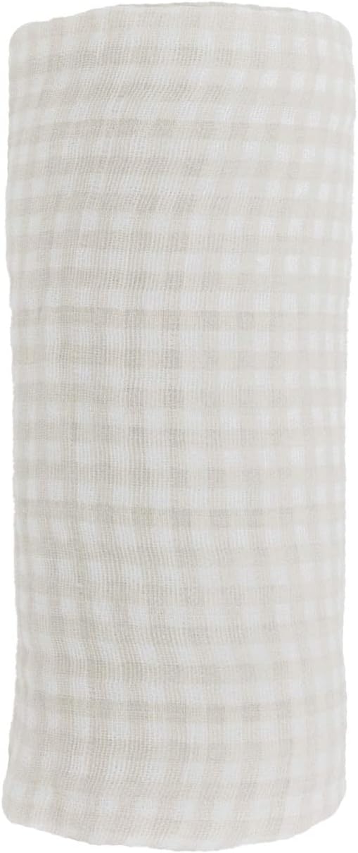 Little Unicorn Cotton Swaddle Blanket Tan Gingham