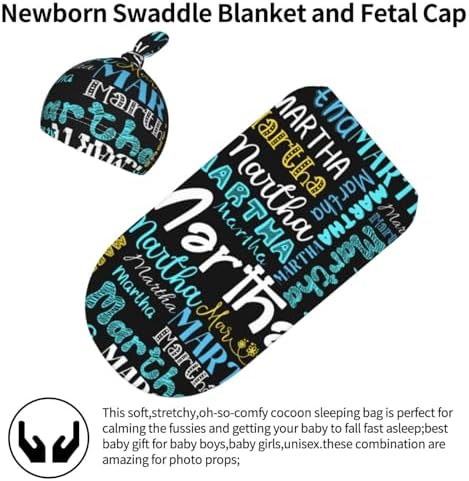 Personalized Baby Swaddle Set with Name and Hat