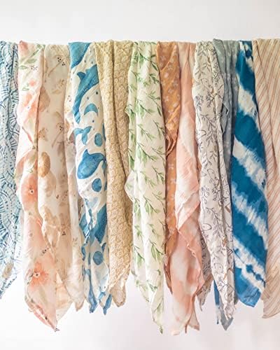 Crane Baby Muslin Swaddle Blanket - Caspian Ocean Set of 2