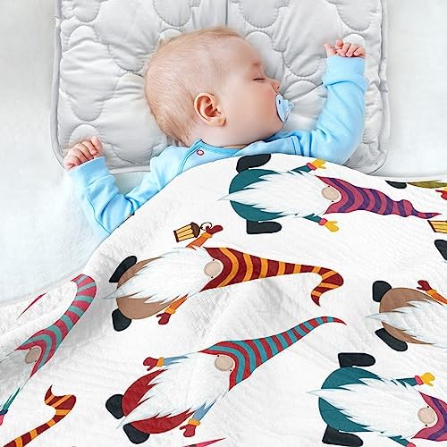 KICPOAY Soft Cotton Swaddle Blanket for Baby Gnomes 30x40 Inch