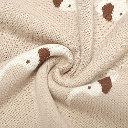 Hadetoto Soft Cotton Baby Blanket with Elephant Design - Camel 90 x 70cm