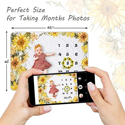Yoothy Sunflower Baby Monthly Milestone Blanket for Girls