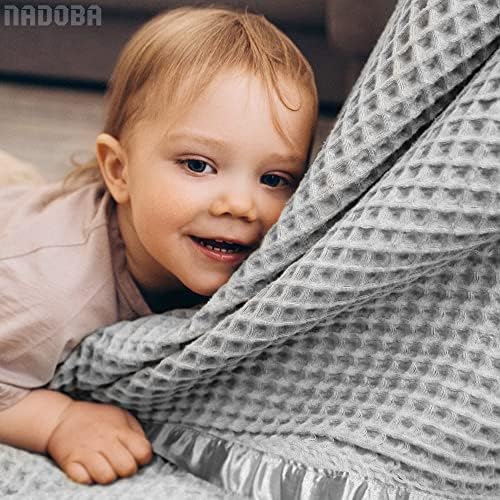 NADOBA Thermal Waffle Baby Blanket 36 x 50 with Satin Trim