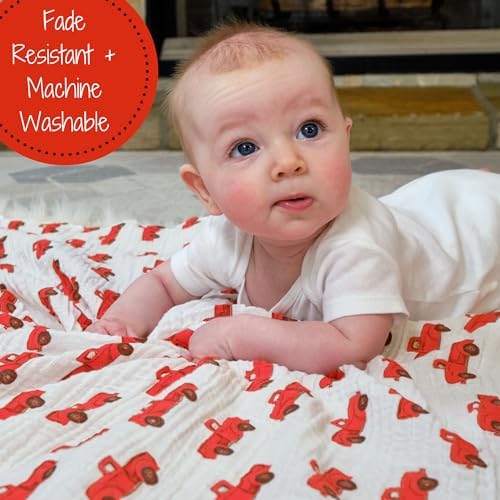 LollyBanks Truck Print Muslin Swaddle Blanket Set