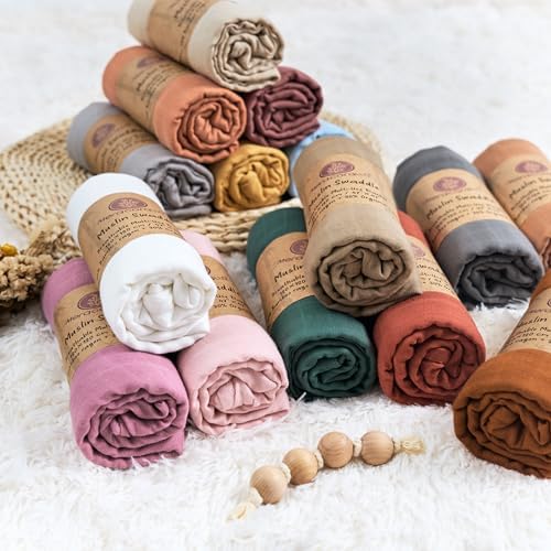Meracorallo Muslin Swaddle Blanket Brick Red 47x47