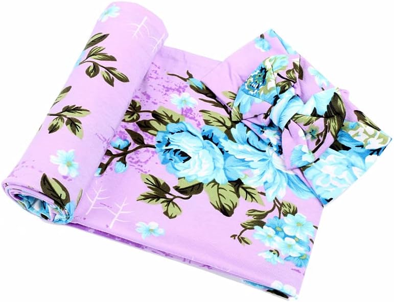 Galabloomer Newborn Baby Swaddle Blanket and Bow Set