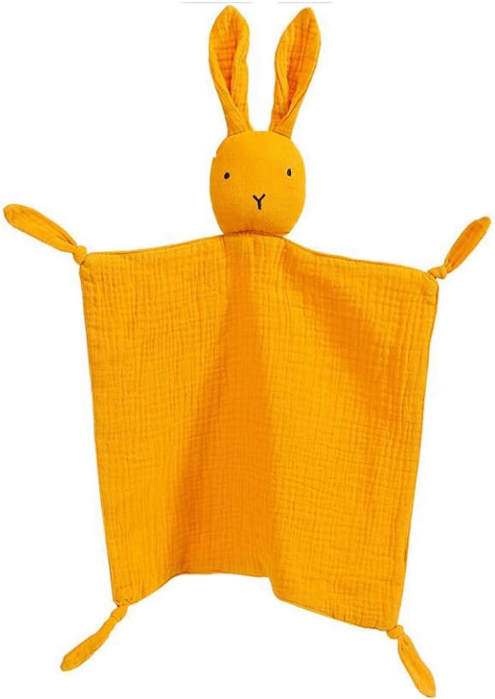 Organic Cotton Muslin Bunny Lovey Blanket for Babies