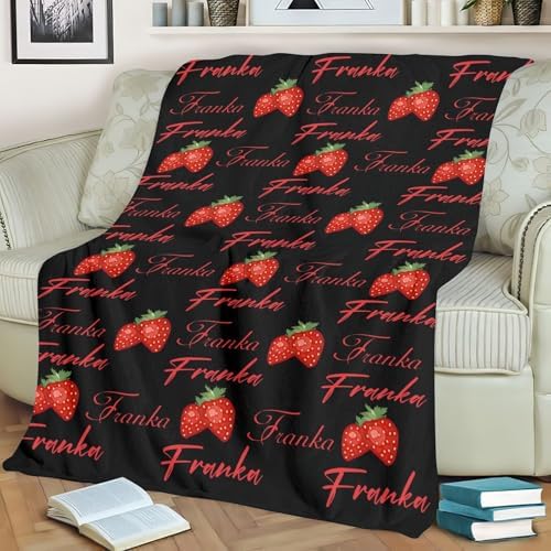 Custom Blanket with Name Text Red Strawberry Style 30x40inch