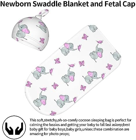 WELBB Newborn Swaddle Blanket Hat Set