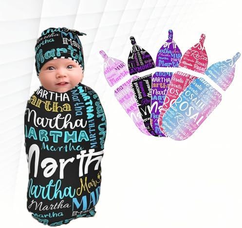 Personalized Baby Swaddle Set with Name and Hat