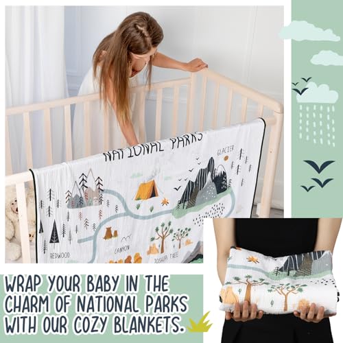 National Parks Muslin Blanket 47x47 Inch Soft Warm Cotton Swaddle