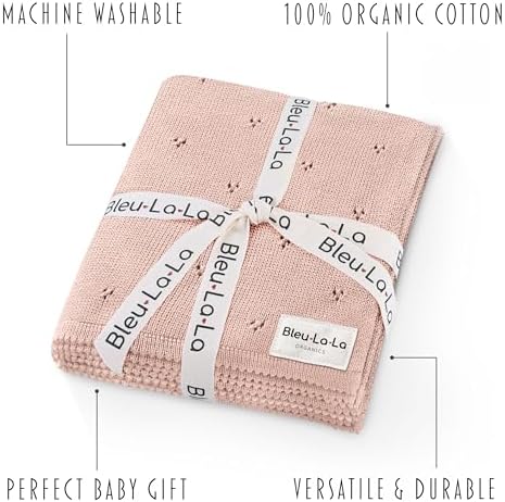 Bleu La La Organic Pointelle Swaddle Blanket for Girls 1