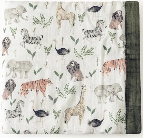 Little Jump Muslin Blanket - 47 x 47 Jungle Print Twin Blanket