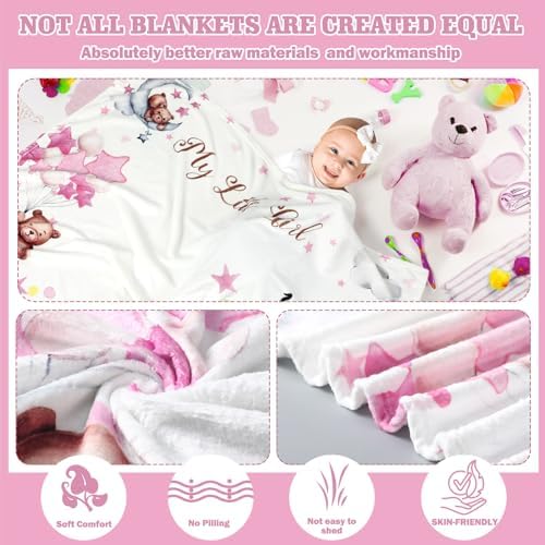 Sleeping Bear Baby Milestone Blanket with Star Frame for Boys Girls