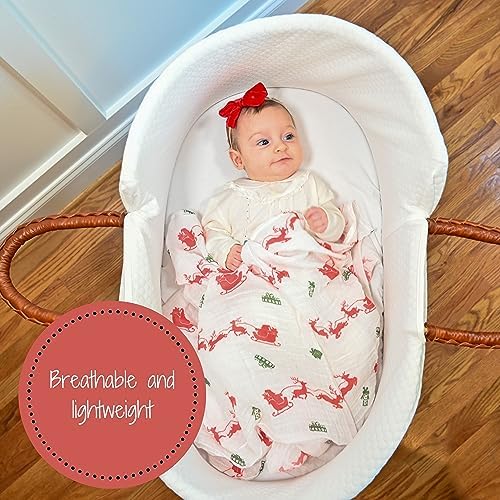 LollyBanks Reindeer Print Swaddle Blanket 100 Cotton 47x47 Inches