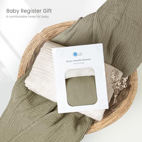 Lulumoon Muslin Swaddle Blanket 2 Pack - Soft Cotton Baby Blanket