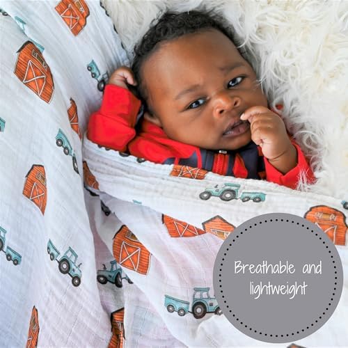LollyBanks Farm Print Swaddle Blankets 47x47 Inches 3-Pack