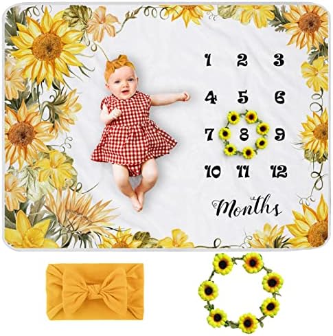 Yoothy Sunflower Baby Monthly Milestone Blanket for Girls