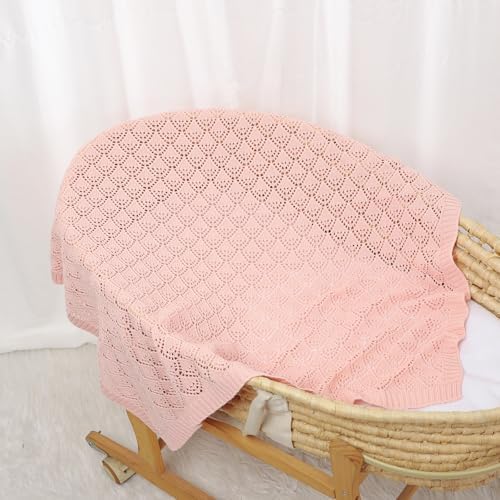Neiwech Soft Cotton Swaddle Blanket 40x30 Inch Pink