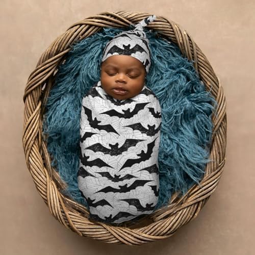 Muishi Black Bat Newborn Swaddle Blanket Hat Set 1