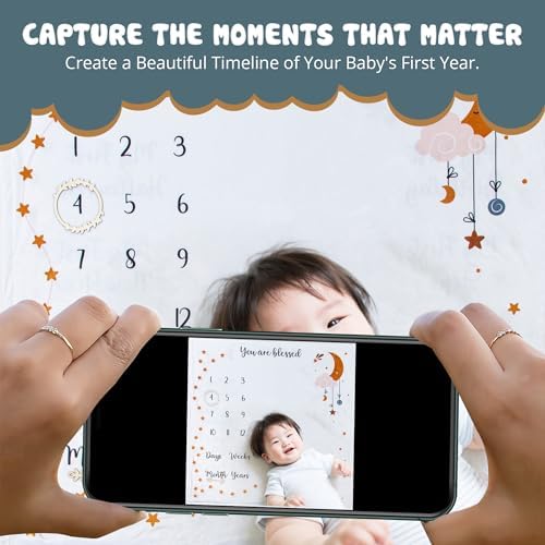 Lilimran Monthly Milestone Blanket - Reversible Baby Photo Setup
