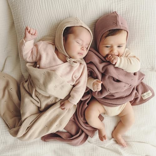 Bleu La La Luxury Organic Pointelle Receiving Blanket