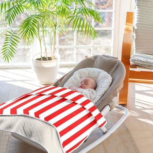 FLildon Red White Stripes Cotton Baby Blanket 30x40