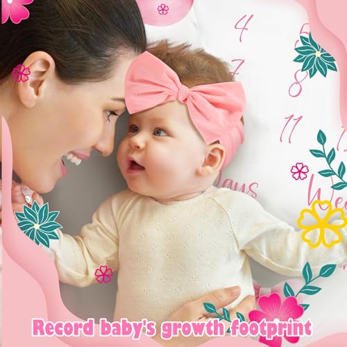 Preboun Monthly Milestone Blanket for Baby Girls 1