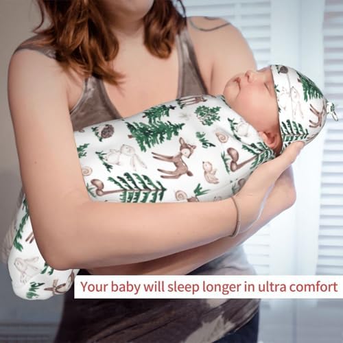 Sozzjile Deer Swaddle Blanket with Beanie Set