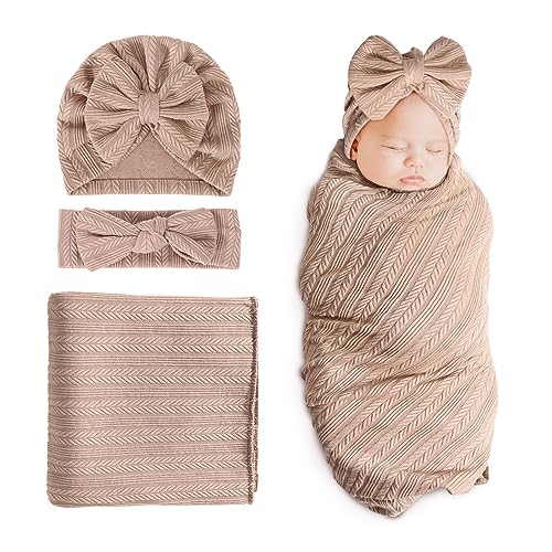 DRESHOW BQUBO Baby Blanket with Bow Hat and Headband