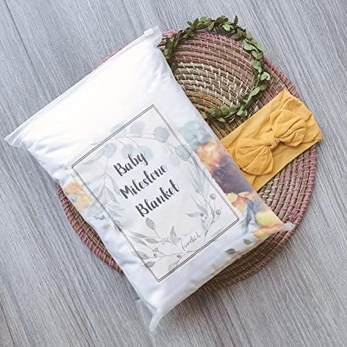Fundich Baby Milestone Blanket with Wreath and Headband