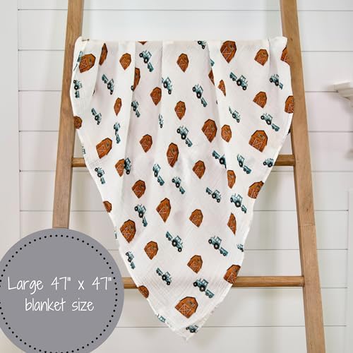 LollyBanks Farm Print Swaddle Blankets 47x47 Inches 3-Pack
