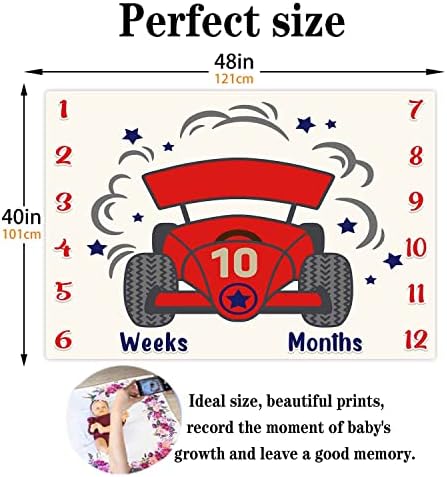 Racing Car Baby Milestone Blanket 48x40in