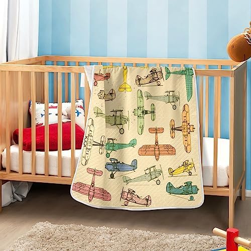 Pigsaly Vintage Airplane Baby Blanket 30x40in
