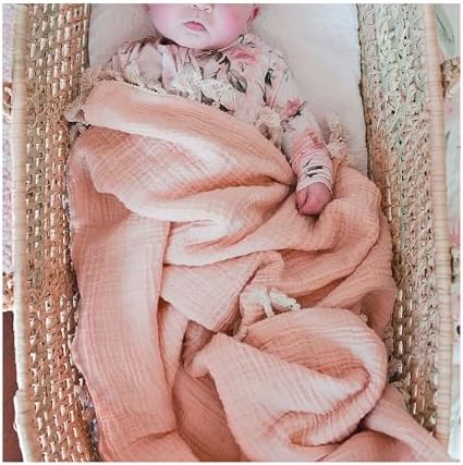 Crane Baby 6-Layer Muslin Swaddle Blanket Desert Rose 30x40 Inches
