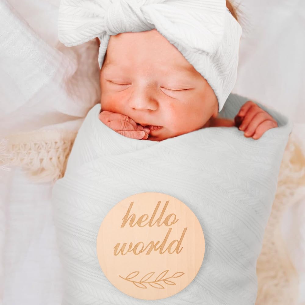 DRESHOW BQUBO Baby Swaddle Blankets Set 4PCS White with Hat and Bow