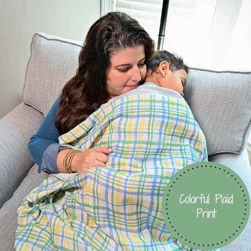 LollyBanks Swaddle Blanket 100 Cotton 47x47 Inches Plaid Print