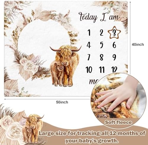 Mindsoft Boho Floral Baby Milestone Blanket