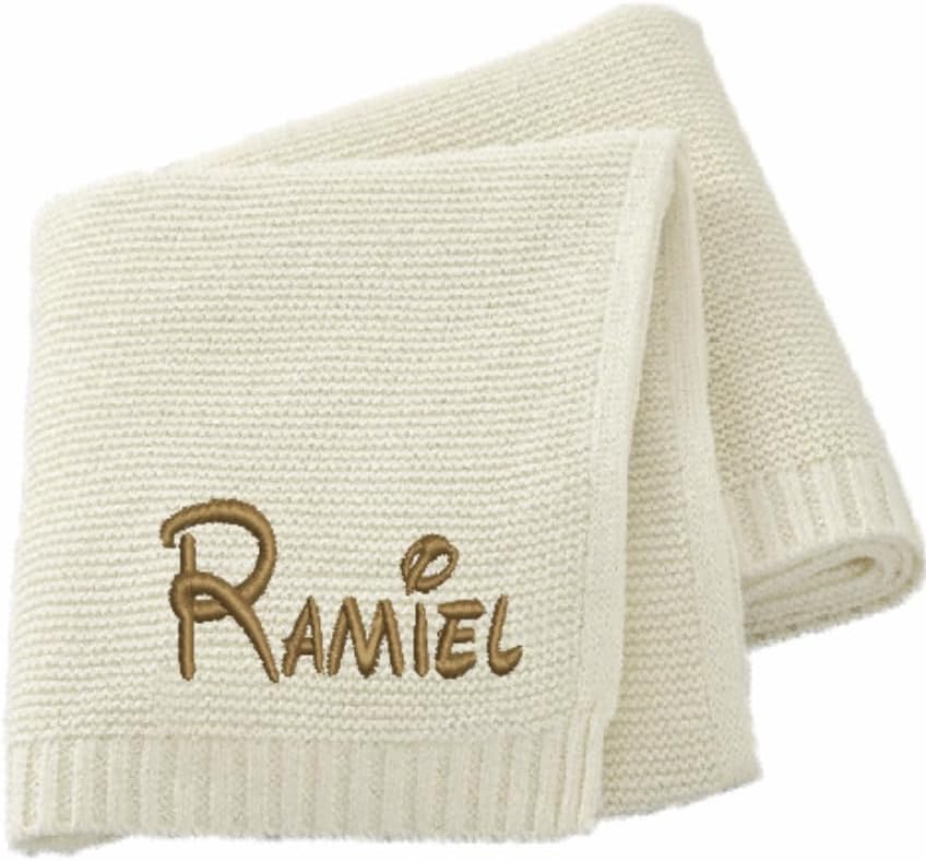 Personalized Knit Baby Blanket with Embroidered Name