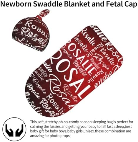 Personalized Baby Swaddle Set With Name and Hat 1