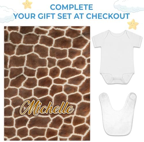 Hyturtle Personalized Giraffe Print Baby Blanket