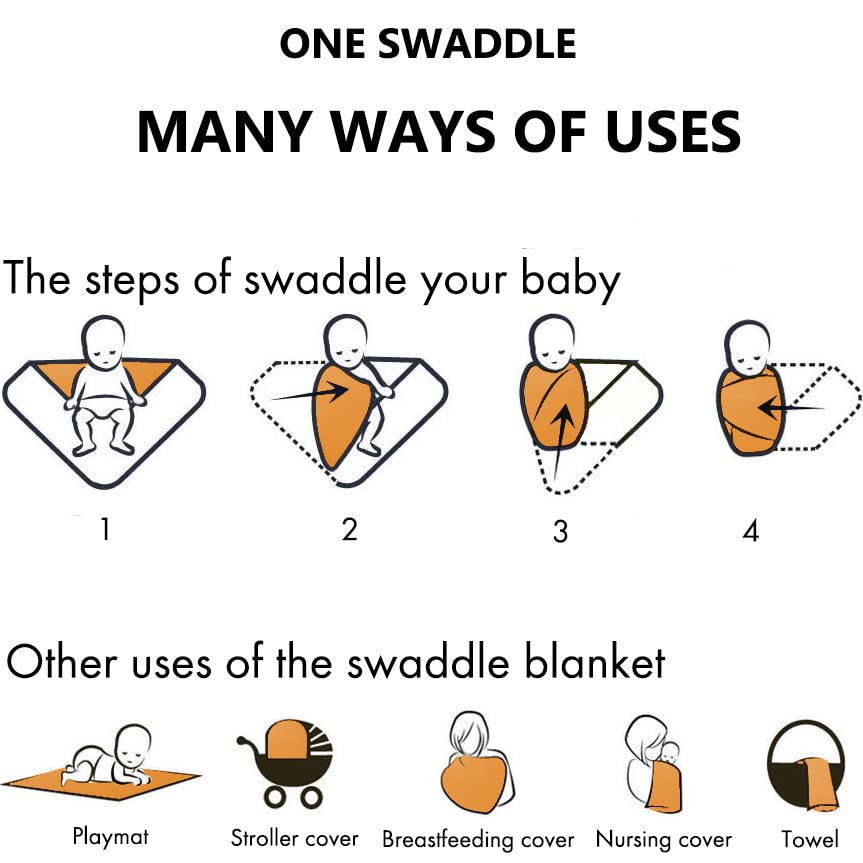 Kloovete Swaddle Blanket 47x47 Inches with Hat - Soft Stretchy Baby Blanket