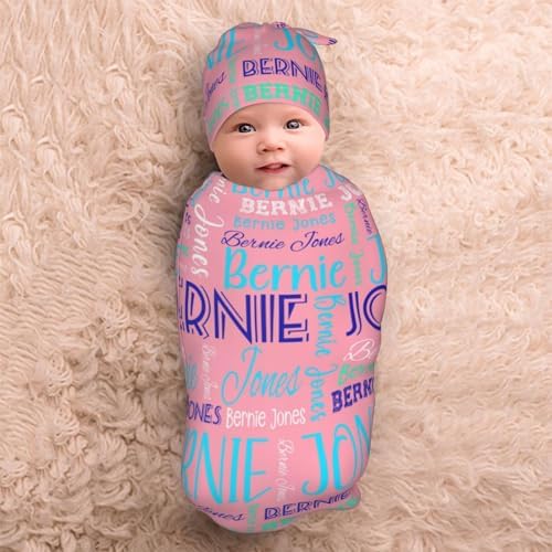 Personalized Baby Swaddle Set with Name and Hat 1