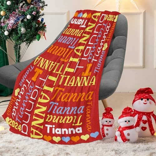Custom Blanket with Name Text Personalized Swaddling Blanket for Baby