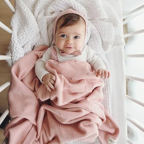 Bleu La La Organic Pointelle Swaddle Blanket for Girls 1