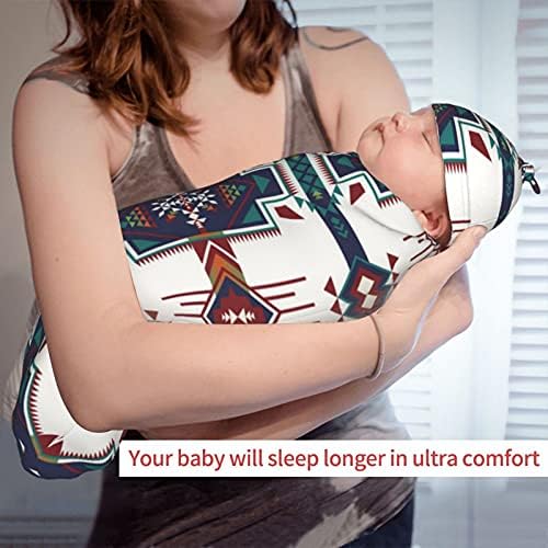 Osvbs Western Aztec Swaddle Blanket Beanie Set