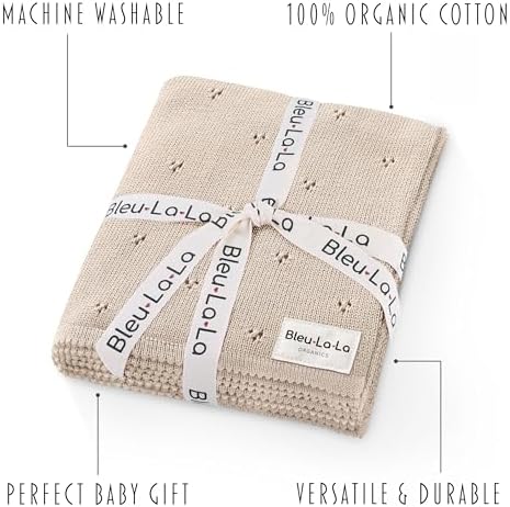 Bleu La La Luxury Organic Pointelle Receiving Blanket